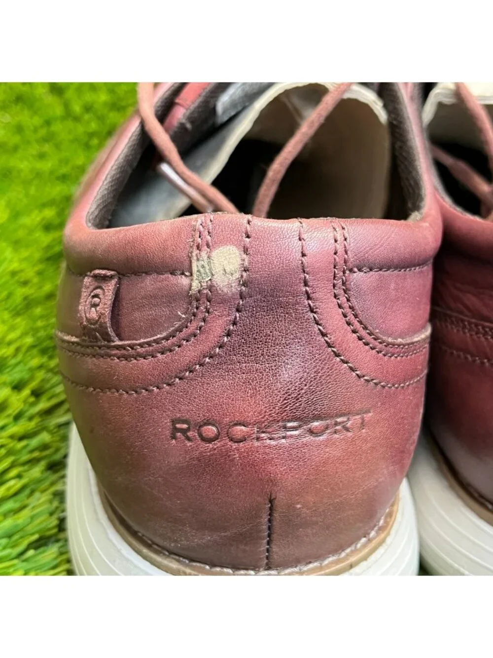Rockport Garett Mens Size 12 Burgundy Casual Leather Wingtip Oxford Dress Shoes